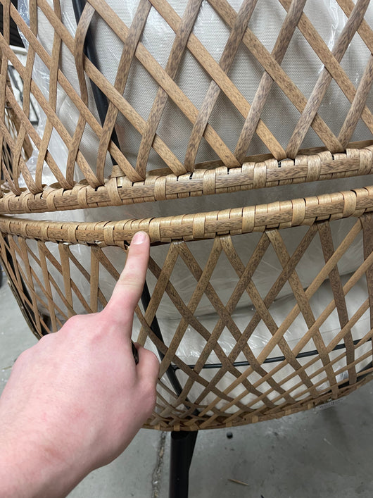 Better Homes & Garden Ventura Steel Stationary Wicker Egg Chair, Off-White/Tan Wicker Wrapping, **NEW AND ASSEMBLED,minor dents from shipping**