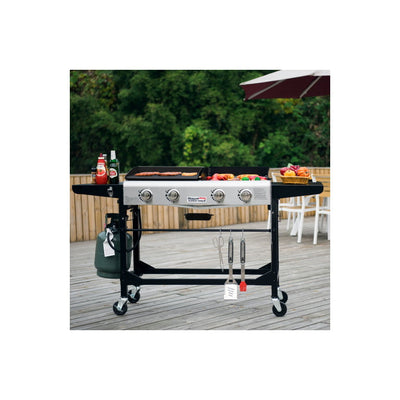 Royal Gourmet 4-Burner GD401 Portable Flat Top Gas Grill and Griddle Combo with Folding Legs- new in box