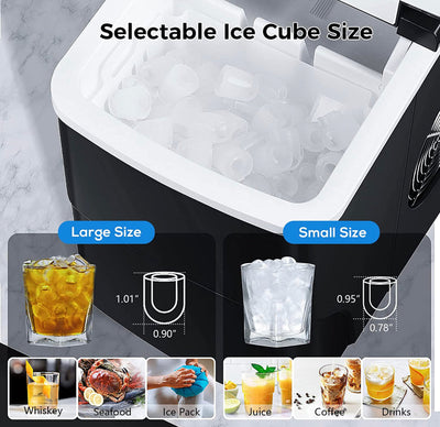 AGLUCKY Countertop Ice Maker Machine, Portable Ice Makers Countertop, Make 26 lbs ice in 24 hrs,Ice Cube Rready in 6-8 Mins with Ice Scoop and Basket (Black)- NEW OUT OF BOX!!!
