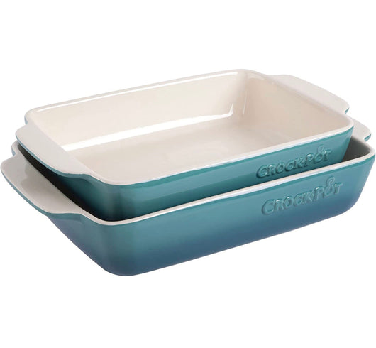 Crock-Pot 2-Piece Ceramic Bakeware Set, 2-Piece, Teal- BRAND NEW!!!