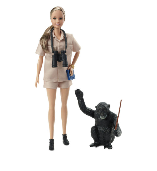 Dr. Jane Goodall Barbie Inspiring Women Doll with Accessories & Doll Stand (new in the box)