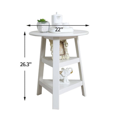 Generic Round Side Table, Round Edge Table, with Two-Tier Shelf, White**New in Box**