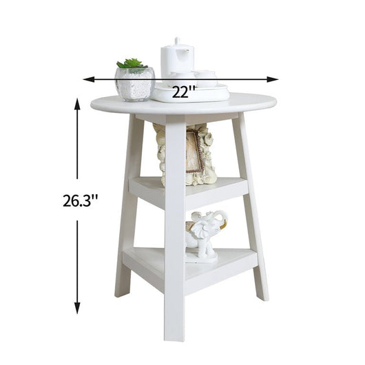 Generic Round Side Table, Round Edge Table, with Two-Tier Shelf, White**New in Box**