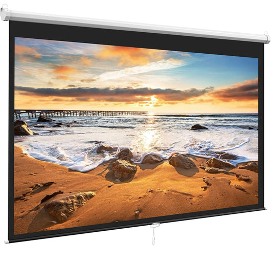 Projector Screen 100 Inch 16:9 - Auto-Locking Portable Projection Screen for 4K 3D 1080P HD - Manual Projector Screen Pull Down for Indoor Outdoor Home Theater Office Movies by PERLESMITH- new in box