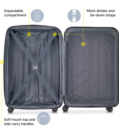 DELSEY Paris Helium Aero Hardside Expandable Luggage with Spinner Wheels, Titanium, Checked-Medium 25 Inch**New**