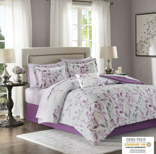 Home Essence Rowan Ultra Soft Microfiber Complete Comforter Set, Purple, Full- NEW IN BAG!!!