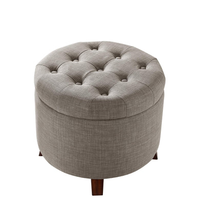 Amazon Basics Upholstered Tufted Storage Ottoman Footstool, 17"H, Gray**New**