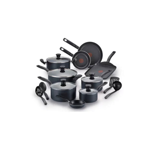 T-Fal Initiatives 18 Piece Non-stick Dishwasher Safe Cookware Set, Gray- NEW IN BOX!!! (Missing 4 pieces)