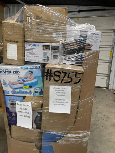 Jumbo huge liquidation pallet- over 7 ft tall ! Pallet number 8755