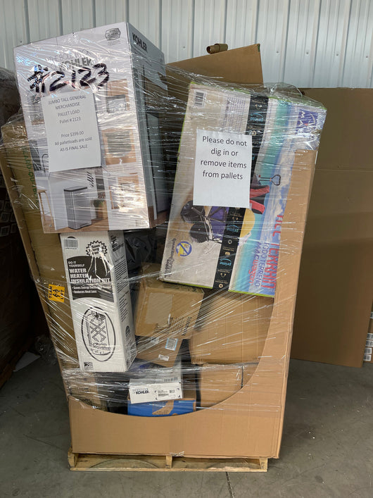 Jumbo huge liquidation pallet- over 7 ft tall ! Pallet number 2123