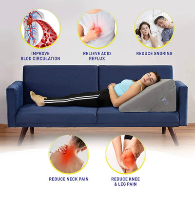 Bed Wedge Pillow - Memory Foam Top Adjustable 9&12 inch Folding Incline Cushion, for Legs and Back Support Pillow, (Grey)- NEW OUT OF BOX (VERY CLEAN!)
