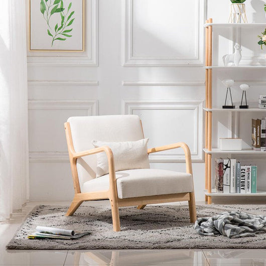 Ktaxon Mid-Century Accent Fabric Chair Fabric Single Sofa Beige!  -Brand new & Assembled