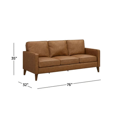 Hillsdale Jianna Faux Leather Sofa, Saddle Brown**new in box**