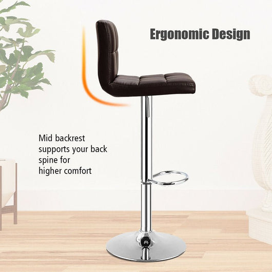 Costway Set of 2 Bar Stools Adjustable PU Leather Swivel Kitchen Counter Bar Chair Brown!! NEW AND ASSEMBLED!!