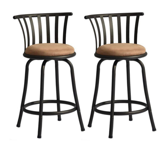 Pistil 32.7 in. Brown Slat Back Metal Frame Swivel Counter Stool With Fabric Seat(Set of 2)- NEW IN BOX!!!!