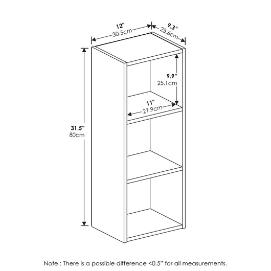 Furinno Pasir 3-Tier No Tool Assembly Open Shelf Bookcase, French Oak**New in box**