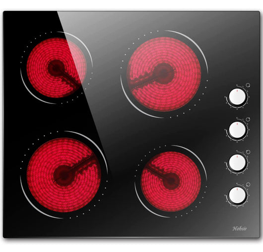 24 Inch Electric Cooktop Hobsir 4 Burners Built-in Radiant Electric Stove, 9 Heating Level, Residual Heat Indicator, Over-Temperature Protection, 220V-240V Hard Wire (No Plug)!! NEW IN BOX!!
