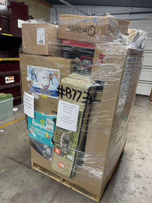 Jumbo huge liquidation pallet- over 7 ft tall ! Pallet number 8773