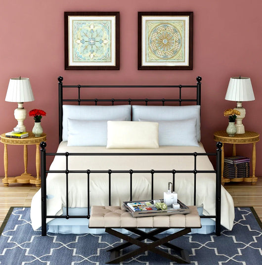 DUMEE Full Size Iron Bed, Black Metal-  NEW IN BOX!!!