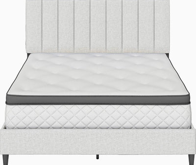 Boyd Sleep Leah Upholstered Vertical Tufted Platform Bed Frame,  Eggshell, King- NEW IN BOX!!!