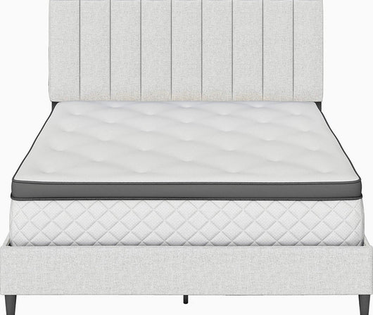 Boyd Sleep Leah Upholstered Vertical Tufted Platform Bed Frame,  Eggshell, King- NEW IN BOX!!!