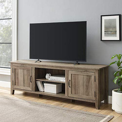 Walker Edison Ashbury Coastal Style Grooved Door TV Stand for TVs up to 80 Inches, 70 Inch, Grey Wash**New in box**