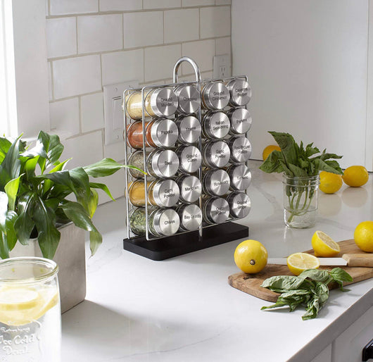 orii 20 Jar Spice Rack Stainless Steel Filled with Spices - Standing Rack Shelf Holder & Countertop Spice Rack Tower Organizer for Kitchen Spices with Free Spice Refills for 5 Years- NEW IN BOX!!!!