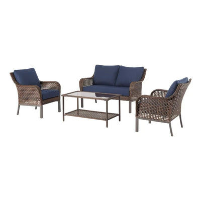 Mainstays Tuscany Ridge 4 Piece Conversation Set, Blue**New and assembled**