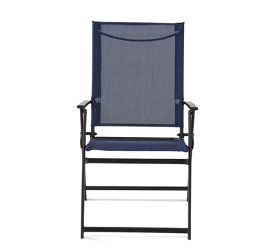 Mainstays Greyson Square Set of 2 Outdoor Patio Steel Sling Folding Chair, Navy- NEW IN BOX!!!