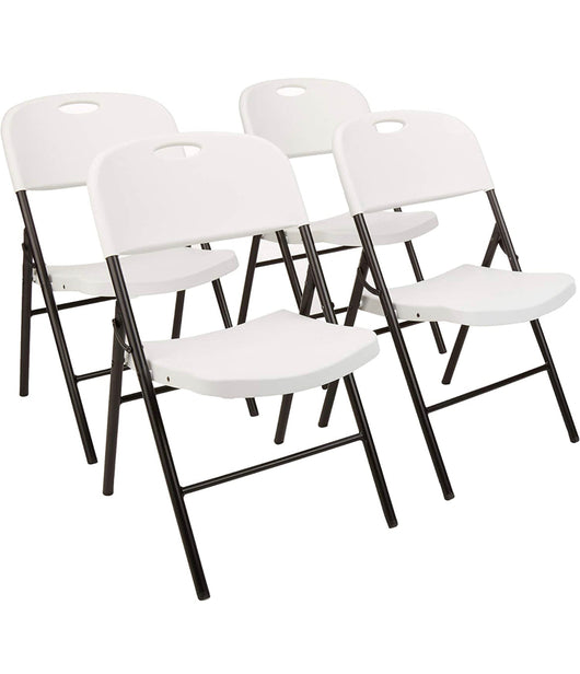 Amazon Basics Folding Plastic Chair, 350-Pound Capacity, White, 4-Pack- NEW IN BOX!!!