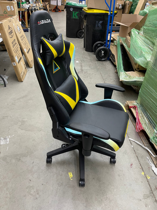 Hbada Gaming Chair Racing Style Ergonomic High Back Computer Chair with Height Adjustment, Headrest and Lumbar Support E-Sports Swivel Chair- new and assembled