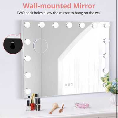 Towallmark Hollywood Makeup Mirror 15 Bulbs 23x19 Inch, 3 Modes, Hollywood Mirror with Lights, Touchscreen, USB Port, Hollywood Vanity Mirror with Lights, Tabletop & Wall-Mounted!  -Brand new in the box