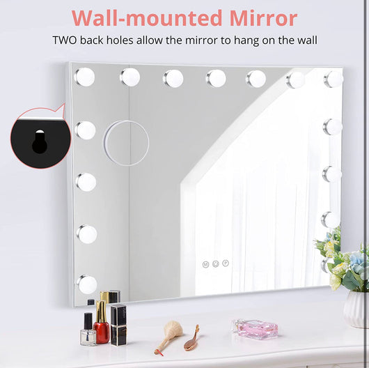 Towallmark Hollywood Makeup Mirror 15 Bulbs 23x19 Inch, 3 Modes, Hollywood Mirror with Lights, Touchscreen, USB Port, Hollywood Vanity Mirror with Lights, Tabletop & Wall-Mounted!  -Brand new in the box