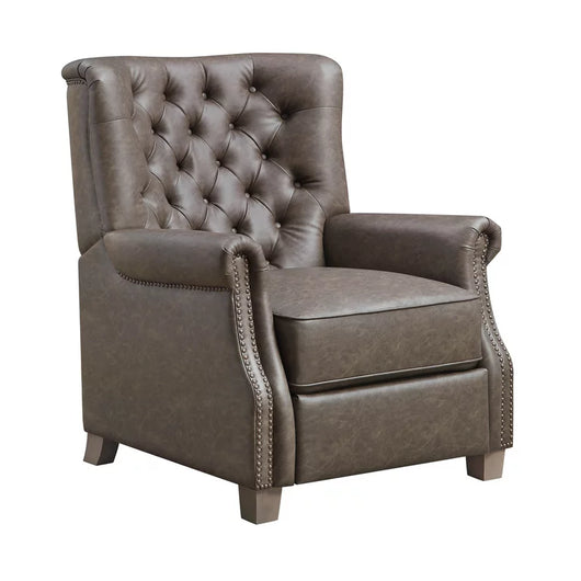 Better Homes & Garden Tufted Push Back Recliner, Brown Faux Leather Upholstery**New and assembled**