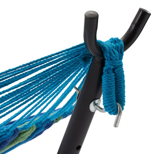 Mainstays Wapella Stripe Hammock and Stand in a Bag, Hammock Size: 98.43 x 59.06" (L x W),Load Capacity 250 Lbs**New in Box**