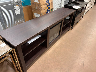 Walker Edison Wren Classic 4 Cubby Fireplace TV Stand for TVs up to 80 Inches, 70 Inch, Espresso!  -Brand new & Assembled but does have some small defect forms shipping, a crack across the top, photos shown