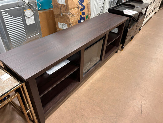 Walker Edison Wren Classic 4 Cubby Fireplace TV Stand for TVs up to 80 Inches, 70 Inch, Espresso!  -Brand new & Assembled but does have some small defect forms shipping, a crack across the top, photos shown