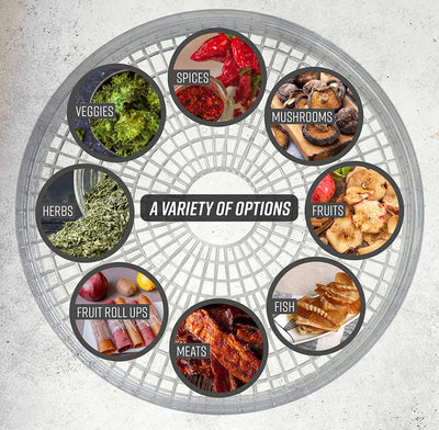 Ronco 5-Tray Dehydrator, Food Preserver Quiet & Easy Operation, for Beef, Turkey, Chicken, Fish Jerky, Fruits, Vegetables, Classic White- slightly used - like new in box