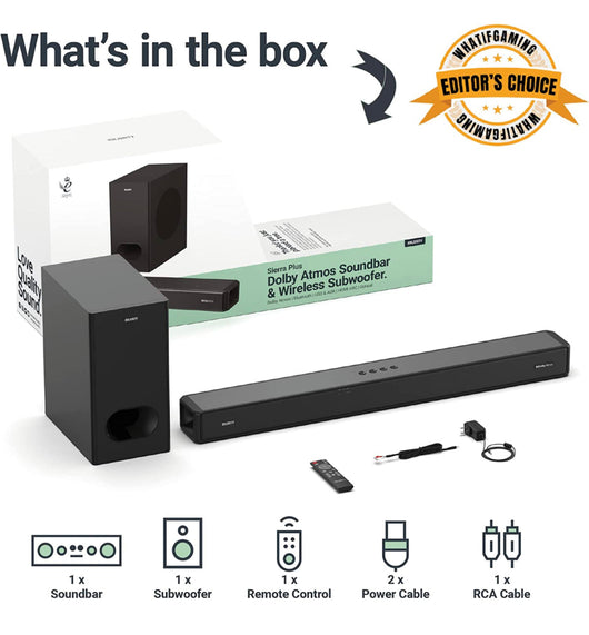 Majority Sierra 2.1.2 Dolby Atmos Soundbar with Wireless Subwoofer- NEW IN BOX!!!!