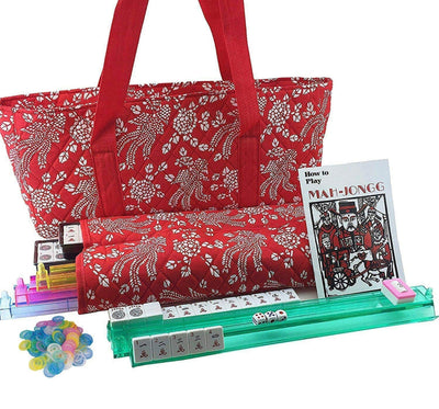 166 Tiles American Mahjong Set Red Phoenix Soft Bag 4 Color Pushers / Racks Easy Carry Western Mahjongg Travel Game Set- NEW IN BAG!!!