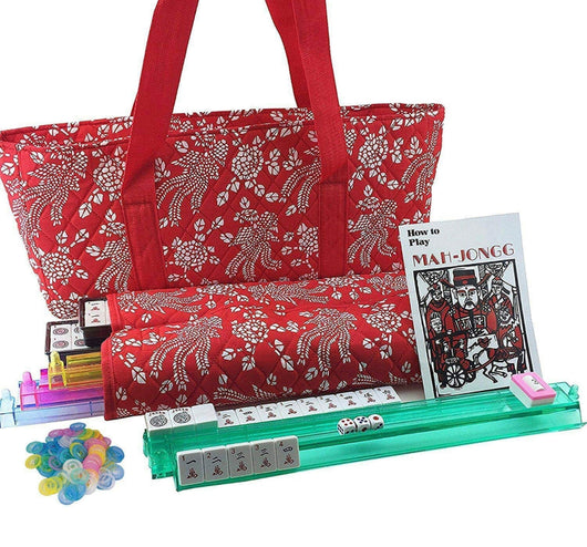 166 Tiles American Mahjong Set Red Phoenix Soft Bag 4 Color Pushers / Racks Easy Carry Western Mahjongg Travel Game Set- NEW IN BAG!!!