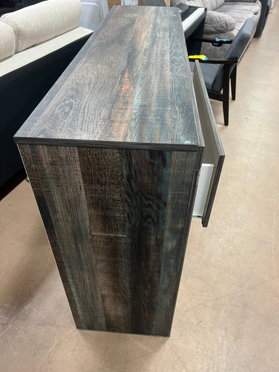 Signature Design by Ashley Drystan Rustic Industrial 6 Drawer Dresser, Weatherworn Brown!! Dresser Damaged from Shipping, Structurally Sound!!