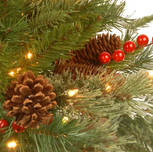 National Tree Company 24" Pre-Lit Artificial Christmas Wreath, Colonial Fir, White Lights, with Pine Cones, Berry Clusters- NEW IN BOX!!!!