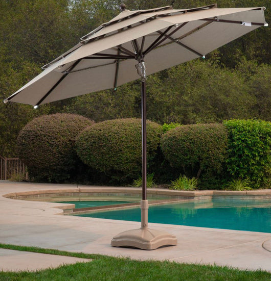 ProShade 11ft Wood-look Aluminum Umbrella With Tilt, Cast Shale!! NEW IN BOX!!