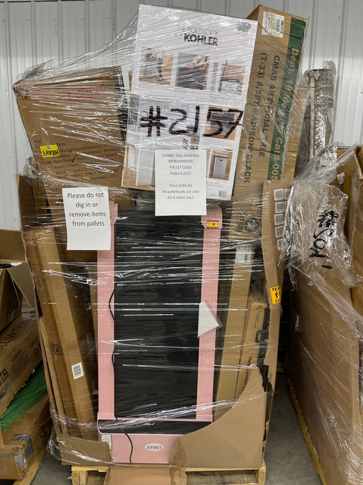 Jumbo huge liquidation pallet- over 7 ft tall ! Pallet number 2157