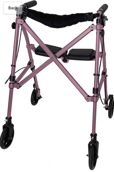 Able Life Space Saver Rollator, Lightweight Folding Walker with Seat, Regal Rose!