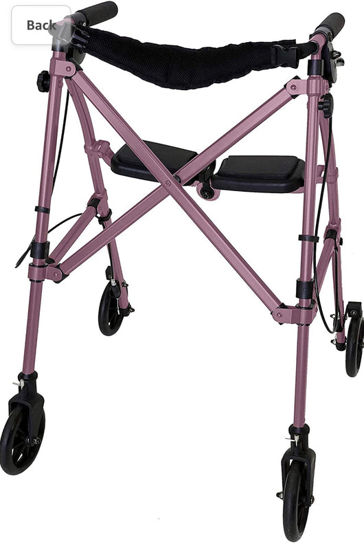 Able Life Space Saver Rollator, Lightweight Folding Walker with Seat, Regal Rose!