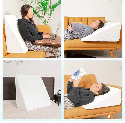 Bed Wedge Pillow and Triangle Wedge with Elevated Incline for Neck Pain, Headaches, Reflux, Shoulders, Back Pain, Foot Support, Knee Pain or Restless Leg Syndrome, 24x24x10 inches, White (new in the box)
