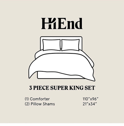 HiEnd Accents Hera Tailored Linen 3 Piece Comforter Set with Pillow Shams, Super King, White Solid Color Bedding Set, Romantic Farmhouse Traditional Coastal Style, 1 Comforter and 2 Pillowcases- NEW IN BAG!!!!