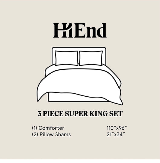 HiEnd Accents Hera Tailored Linen 3 Piece Comforter Set with Pillow Shams, Super King, White Solid Color Bedding Set, Romantic Farmhouse Traditional Coastal Style, 1 Comforter and 2 Pillowcases- NEW IN BAG!!!!
